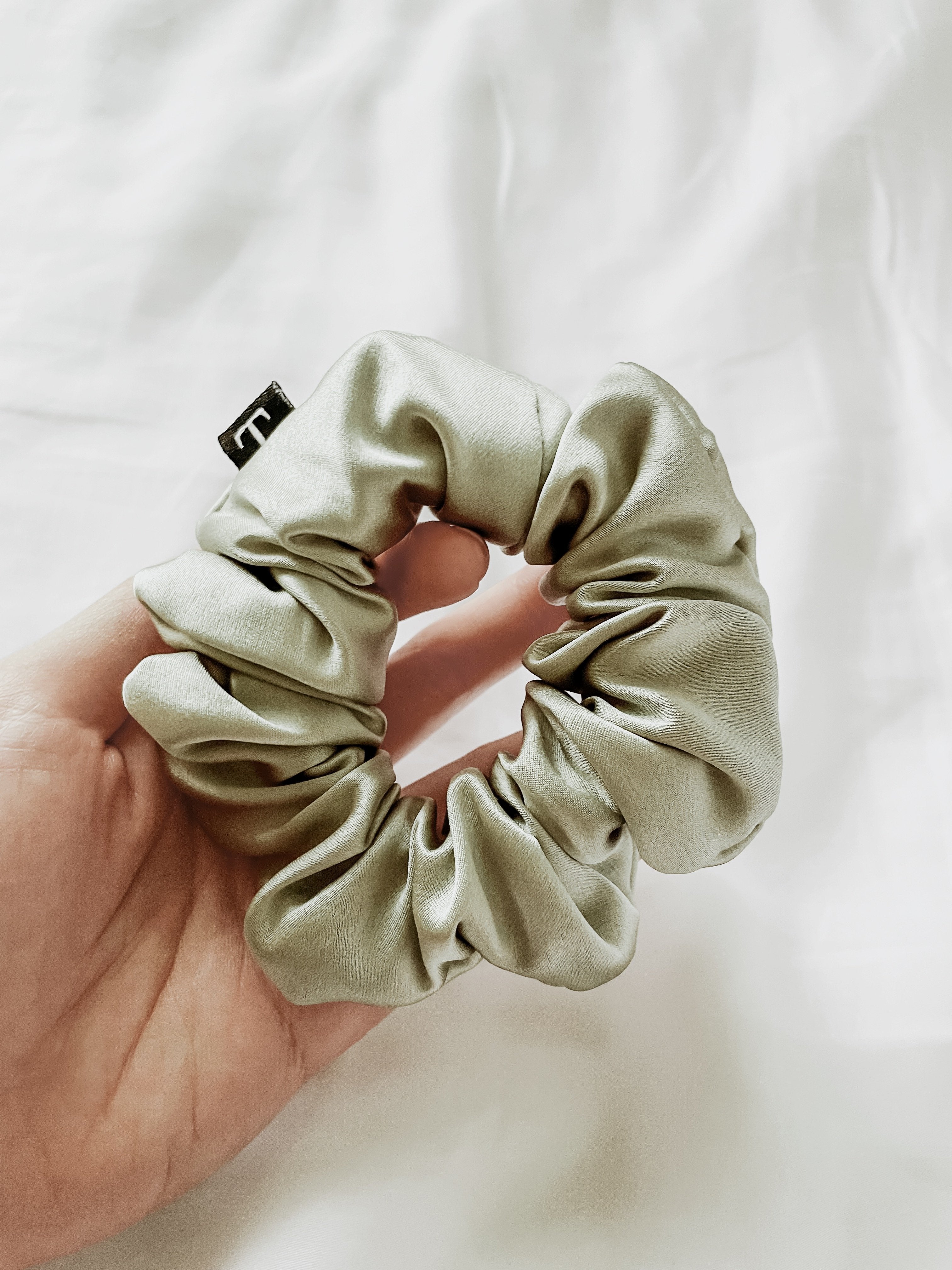 Tender Objects Silk Scrunchie in Neutral Sage