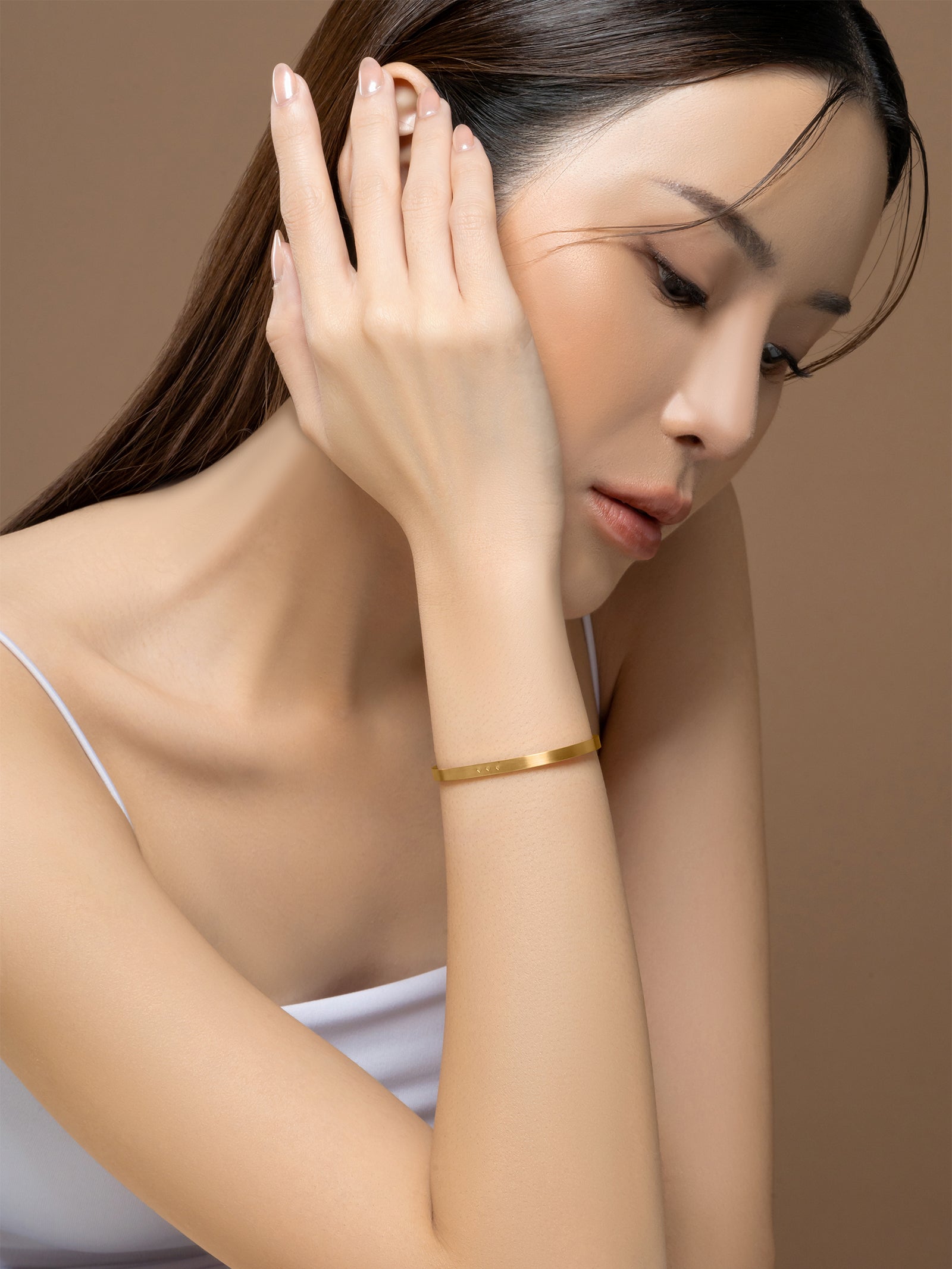 Tender Objects Merci Structured Cuff - Elevate your style with our personalized engraved cuff, a chic accessory for a unique and sophisticated fashion statement.