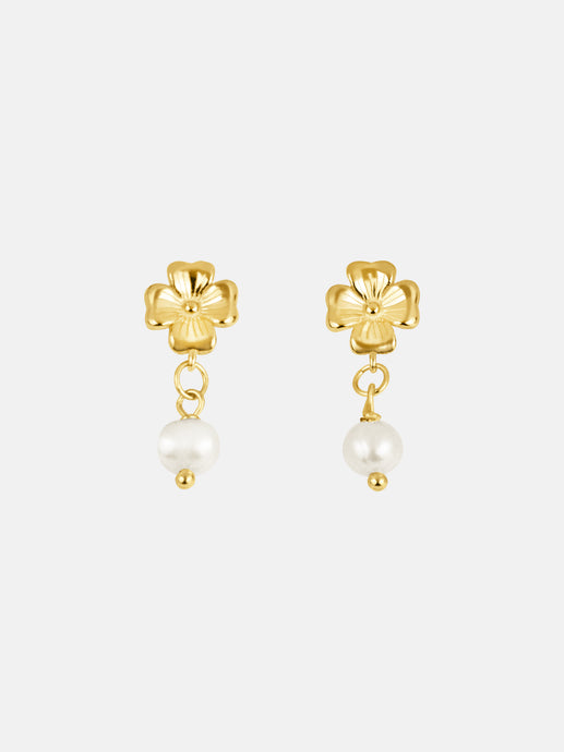 Tender Objects Fleur Pearl Drop Studs - Graceful earrings with delicate pearl drops, embodying timeless elegance for a sophisticated and chic look.