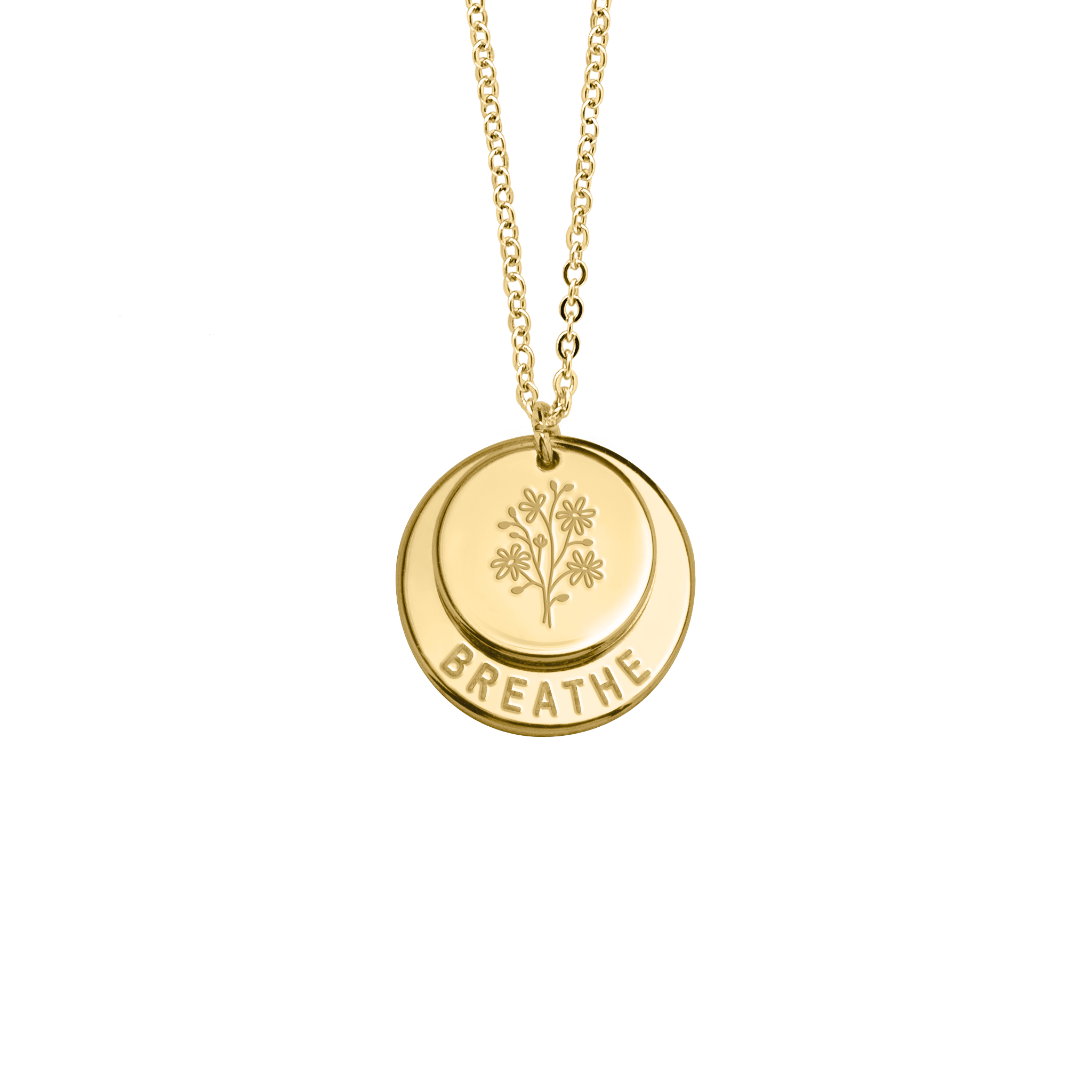 Tender Objects Fleur Stacked Disc Necklace with birthflower customization - Personalized with names or dates, hand-stamped for a unique and elegant accessory crafted just for you.