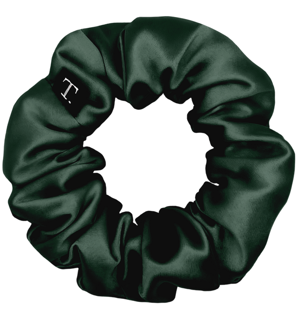 Tender Objects 35mm silk scrunchie in Deep Forest