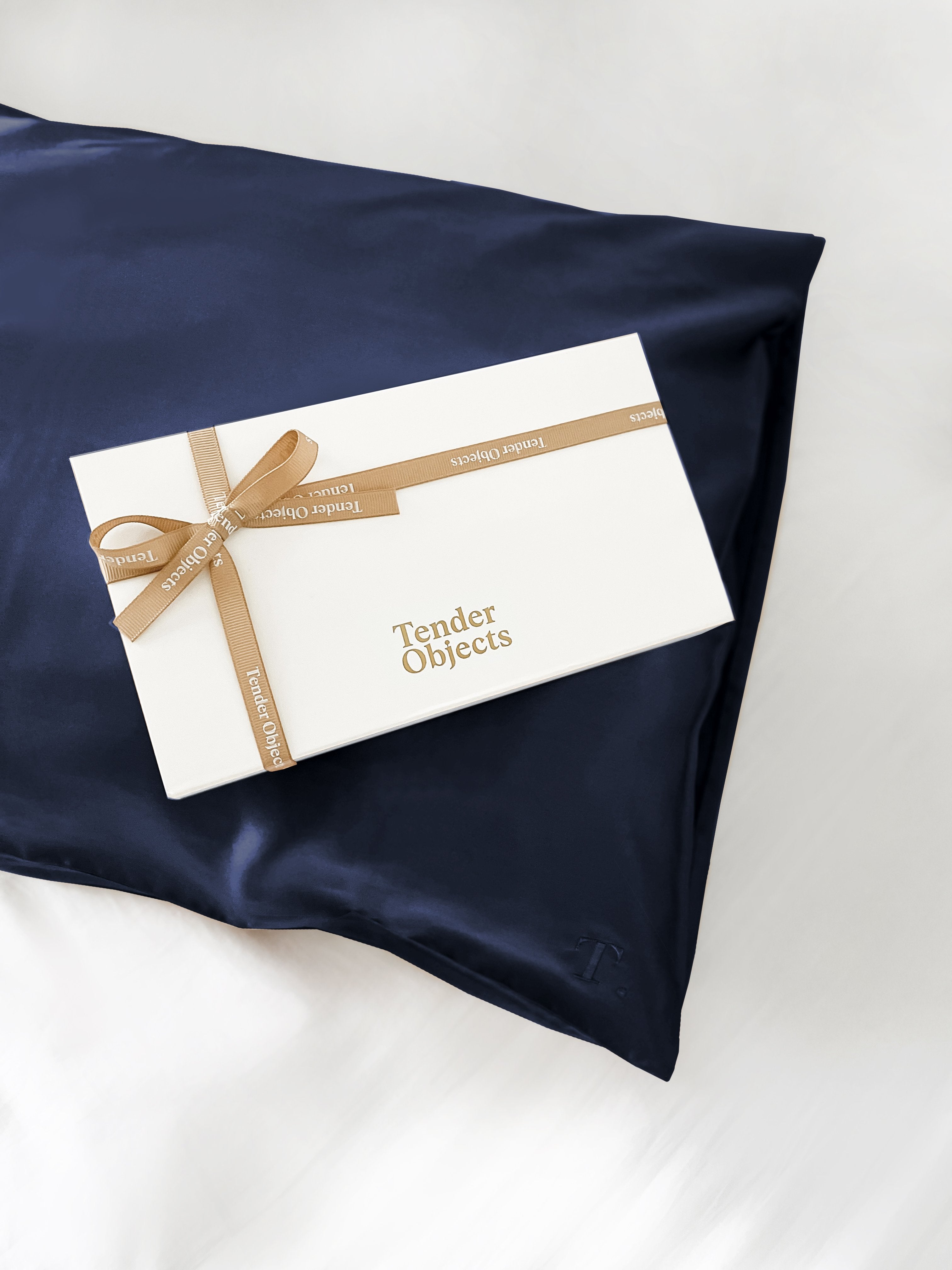 Tender Objects silk pillowcase in Dark Ocean